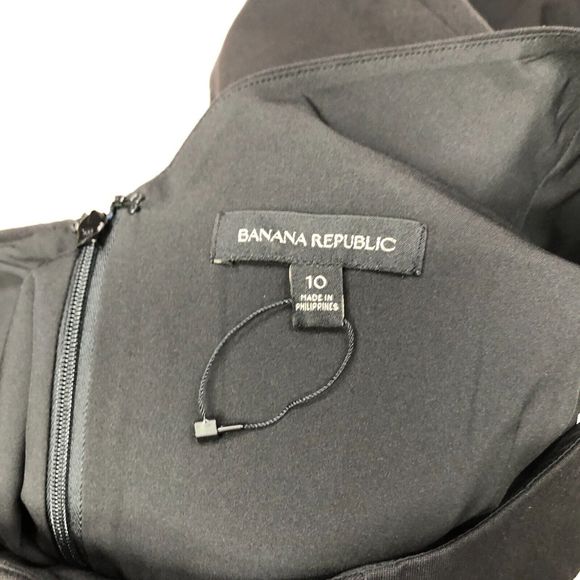 Banana Republic Women Cap Sleeve Sheath Dress Size 10 Cotton Blend Black B211 -3 - Picture 6 of 14